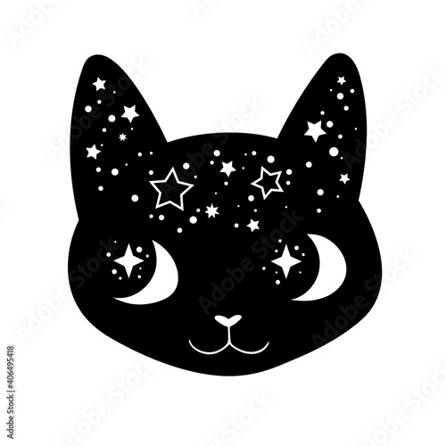cute cartoon witchcraft decorated cat head