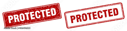 protected stamp set. protected square grunge sign