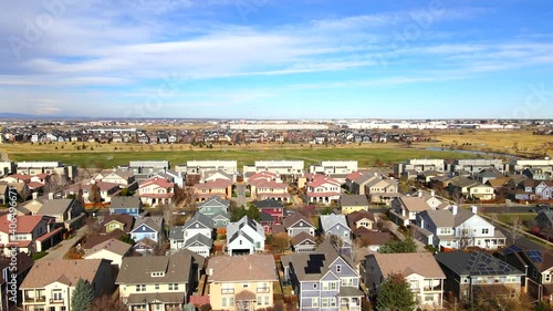 Aerial view of Central Park, former Stapleton, in Denver, Colorado photo