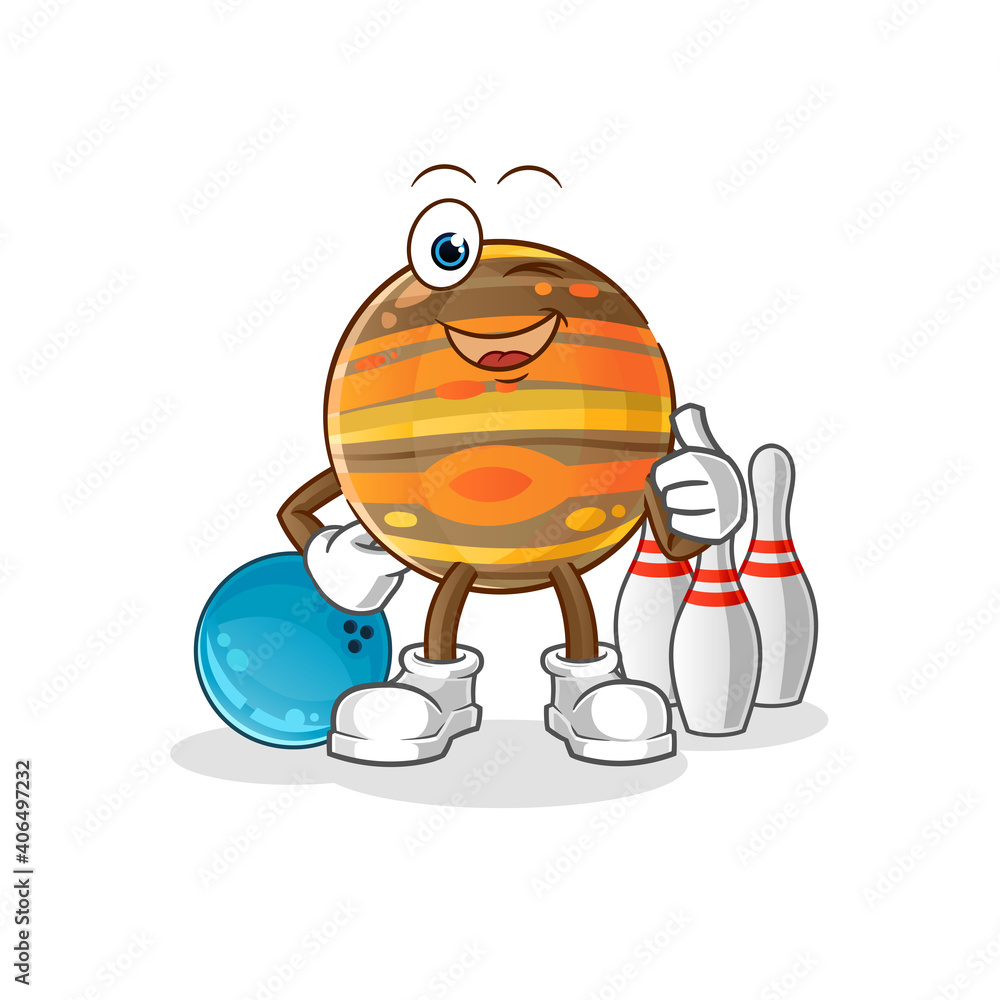 Fototapeta premium jupiter play bowling illustration. character vector