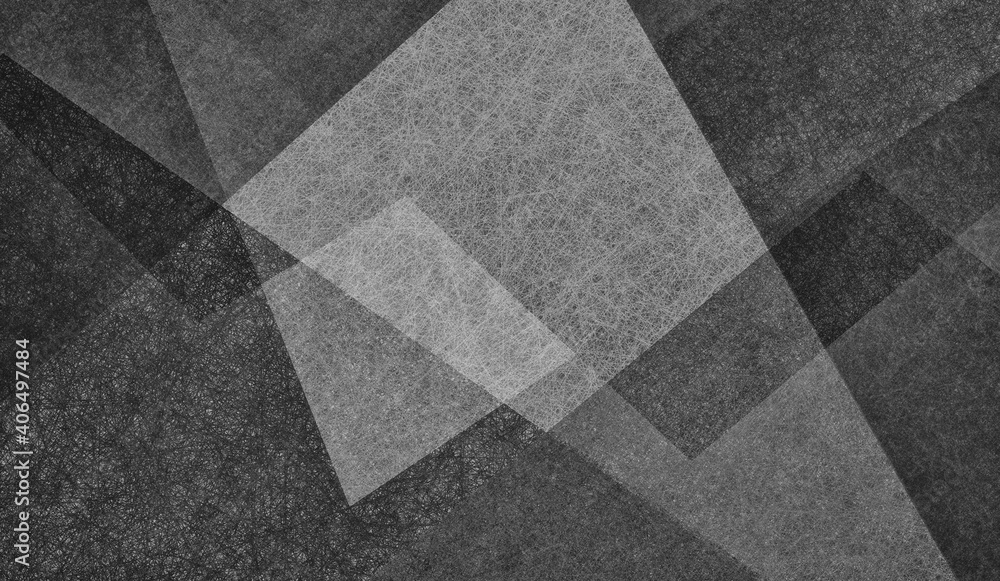 Fototapeta abstract black and white background with triangle shapes and gray geometric design on border and texture