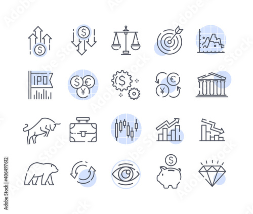 A simple set of stock and financial icons