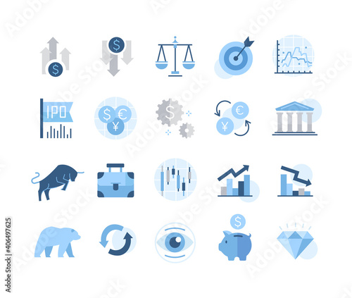 A simple set of stock and financial icons