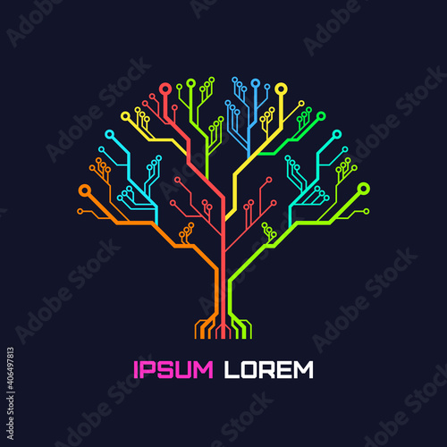 Circuit Board Pattern in Form of a Tree