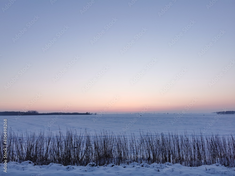 Cold and snowy winter on Paluki in northwest Poland.