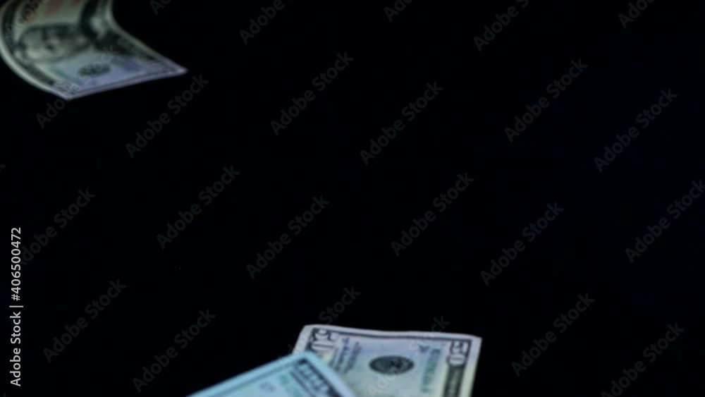USD - Crupled American Dollar Paper Bills Dropped On Black Surface. - close up USD - Crupled American Dollar Paper Bills Dropped On Black Surface. - close up
