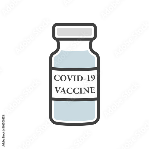 Covid-19 vaccine ampoule icon. A simple color image banks with a vaccine against the virus. Isolated vector on white background.
