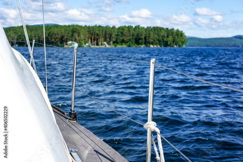 Yacht to lake turgoyak in russia ural