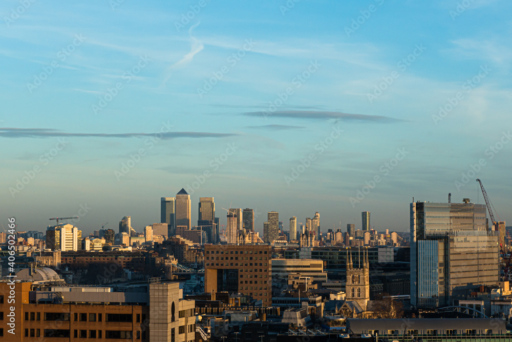 City of London and Canary Wharf building skyline