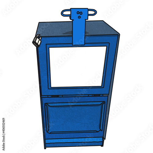 blue newspaper stand