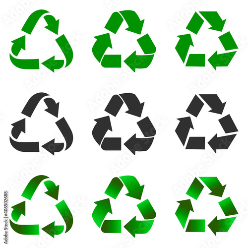 Recycle bin icons set. Vector recycling isolated on white background. Disposal or recycling mark or symbol