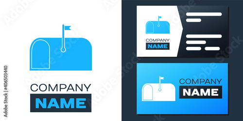 Logotype Mail box icon isolated on white background. Mailbox icon. Mail postbox on pole with flag. Logo design template element. Vector.