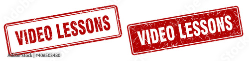 video lessons stamp set. video lessons square grunge sign
