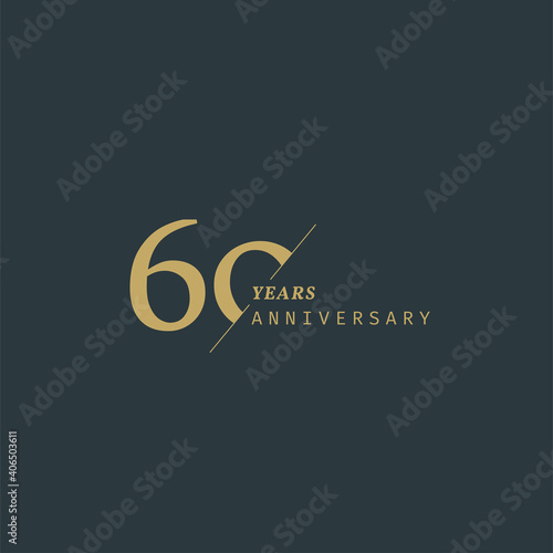 60 years anniversary logotype with modern minimalism style. Vector Template Design Illustration.