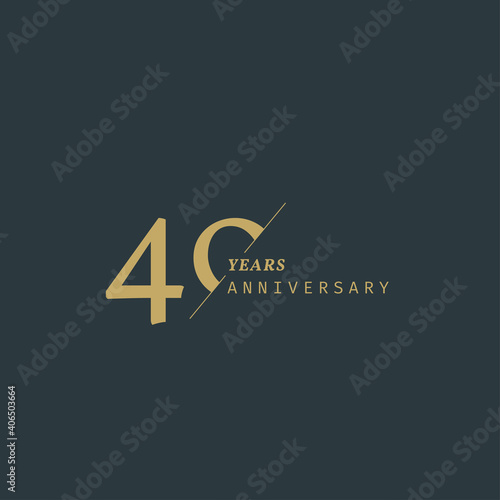 40 years anniversary logotype with modern minimalism style. Vector Template Design Illustration.