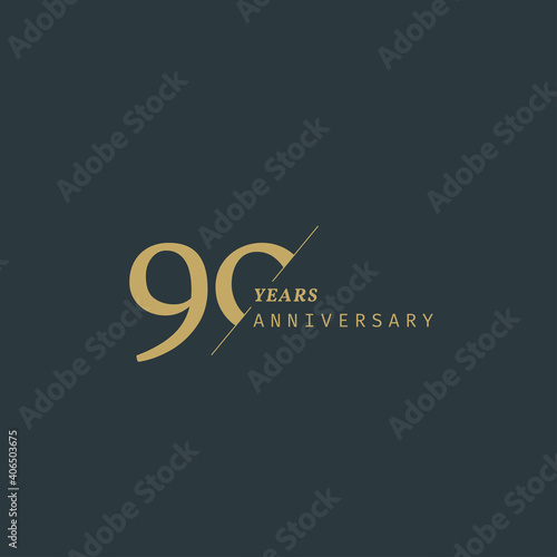 90 years anniversary logotype with modern minimalism style. Vector Template Design Illustration.
