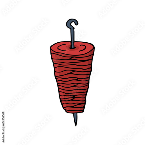 Colorful shawarma meat doodle illustration. Colorful flat shawarma meat illustration in vector. Colorful shawarma meat icon