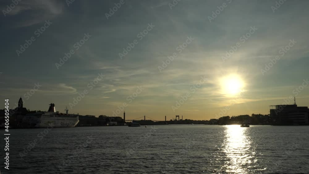 Beautiful Sunset in Gothenburg Sweden at Göta älv River Beautiful Sunset in Gothenburg Sweden at Göta älv River