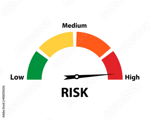 High level risk gauge vector icon. High fuel illustration on white background.