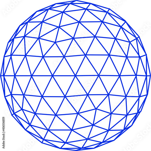 Global network, sphere. Abstract geometric spherical shape with triangular face, sphere design