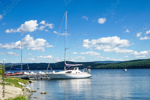 Yacht to lake turgoyak in russia ural
