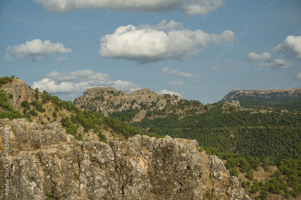 Naklejka premium views of the landscape of Segura de la Sierra located in the Natural Park of the Sierras de Cazorla, Segura y las Villas, Spain