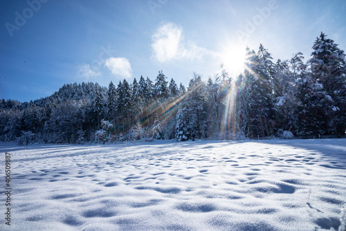 Kirchzarten mit Schnee im Winter am Giersberg