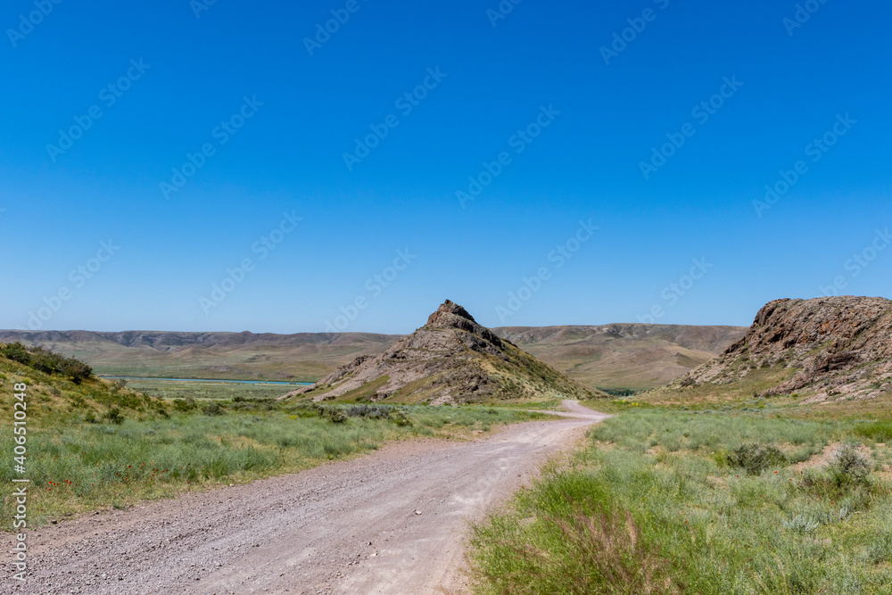 Wide grassland landscape of Kazakhstan, Central Asia Wide grassland landscape of Kazakhstan, Central Asia