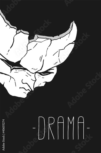 Vintage mask and drama message