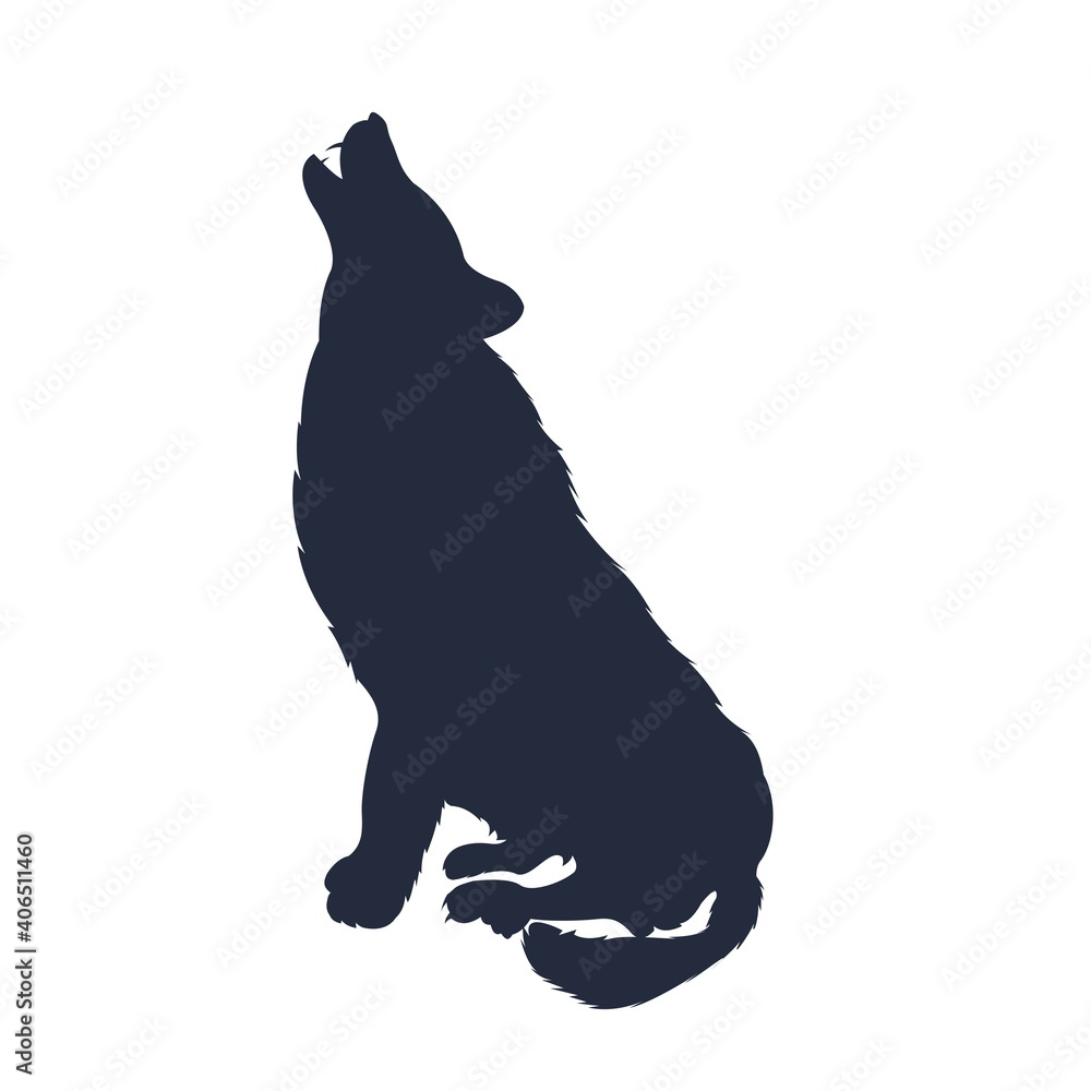 Silhouette of the wolf. Vector wolf logo. wildlife, Wild wolf illustration, wolf sitting icon