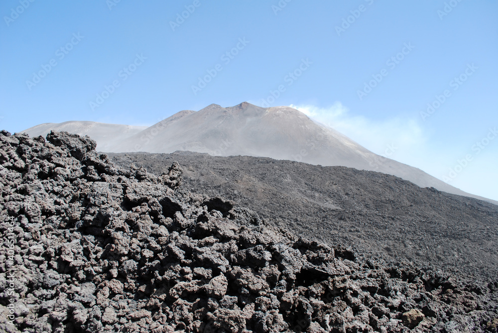 Etna volcano smoking
