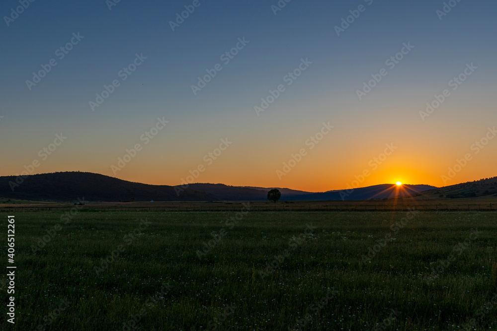 sunset in the mountains