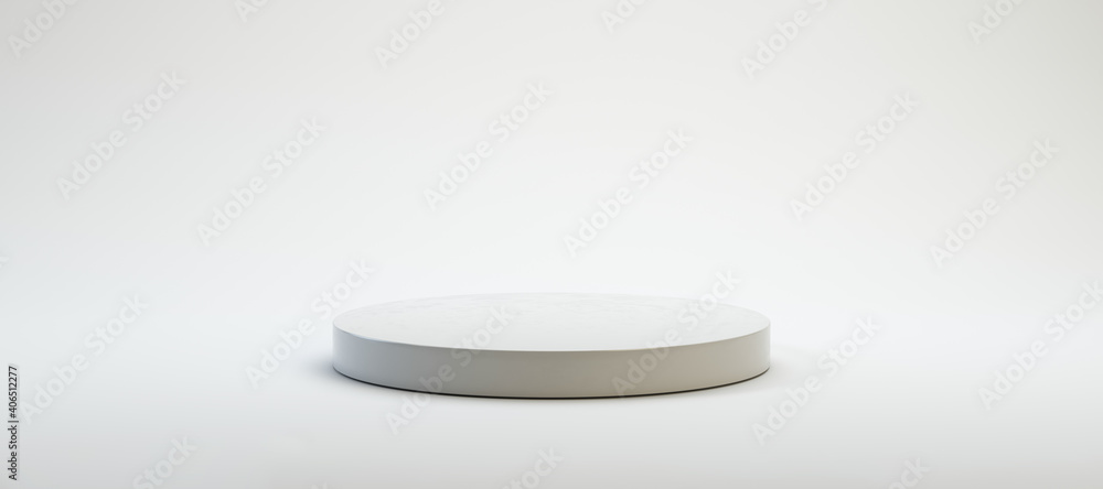 circular white pedestal in front of white background circular white pedestal in front of white background