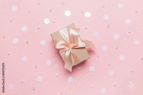 Gifts on pink background  love and valentine concept