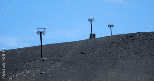 Cableway pylons on Etna volcano
