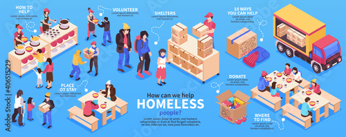Volunteers Isometric Infographics