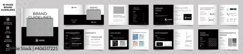 Square Brand Manual Template, Simple style and modern layout Brand Style , Brand Book, Brand Identity, Brand Guideline, Guide Book