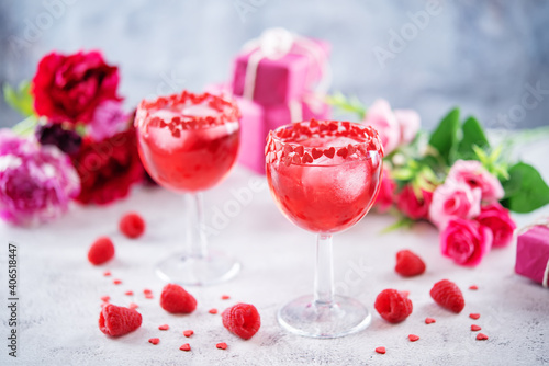 Red Valentine's day cocktail in a glass