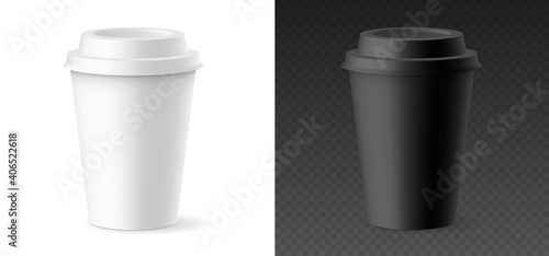 Wallpaper Mural Realistic paper caps disposable with plastic lids for takeaway and to go beverages Torontodigital.ca