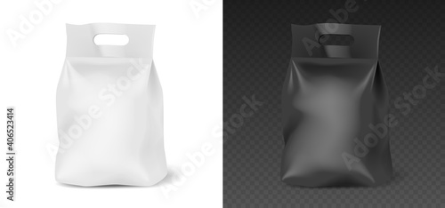 Blank foil or paper food stand up pouch snack bag packaging. 3d mockup template