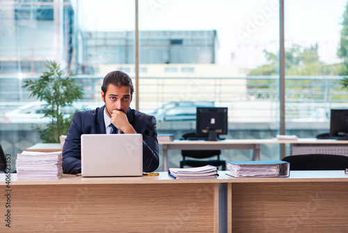 Young male employee working in the office