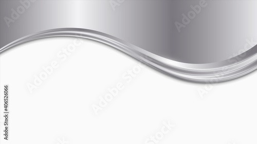 Silver and white metal wave background. Abstract vector design