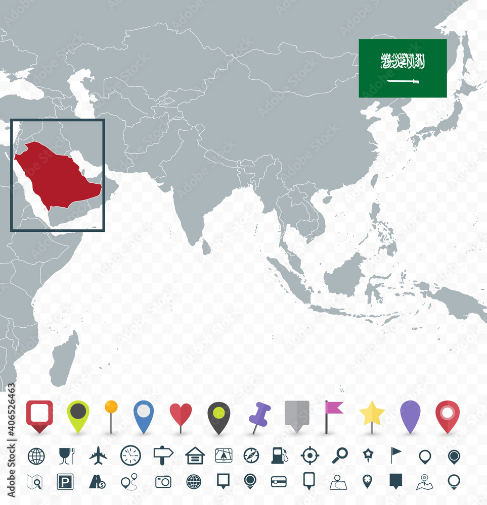 Saudi Arabia location on Asia Map Stock Vector | Adobe Stock