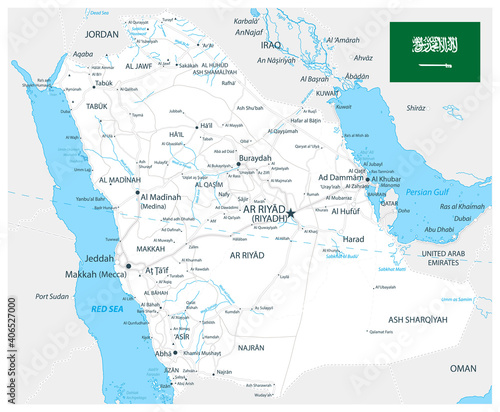 Saudi Arabia Road Map White Color