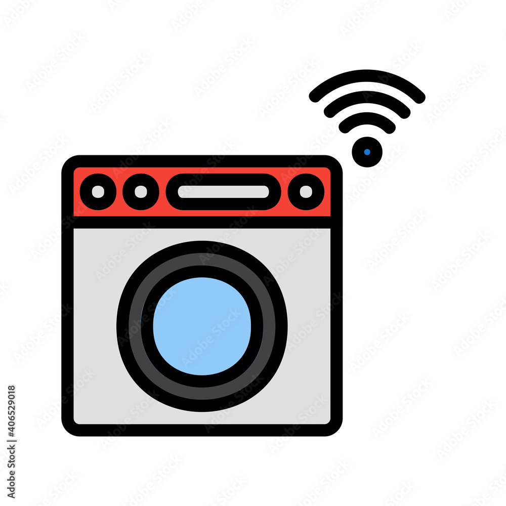 Washing Machine icon vector illustration in filled line style about internet of things for any projects Washing Machine icon vector illustration in filled line style about internet of things for any projects