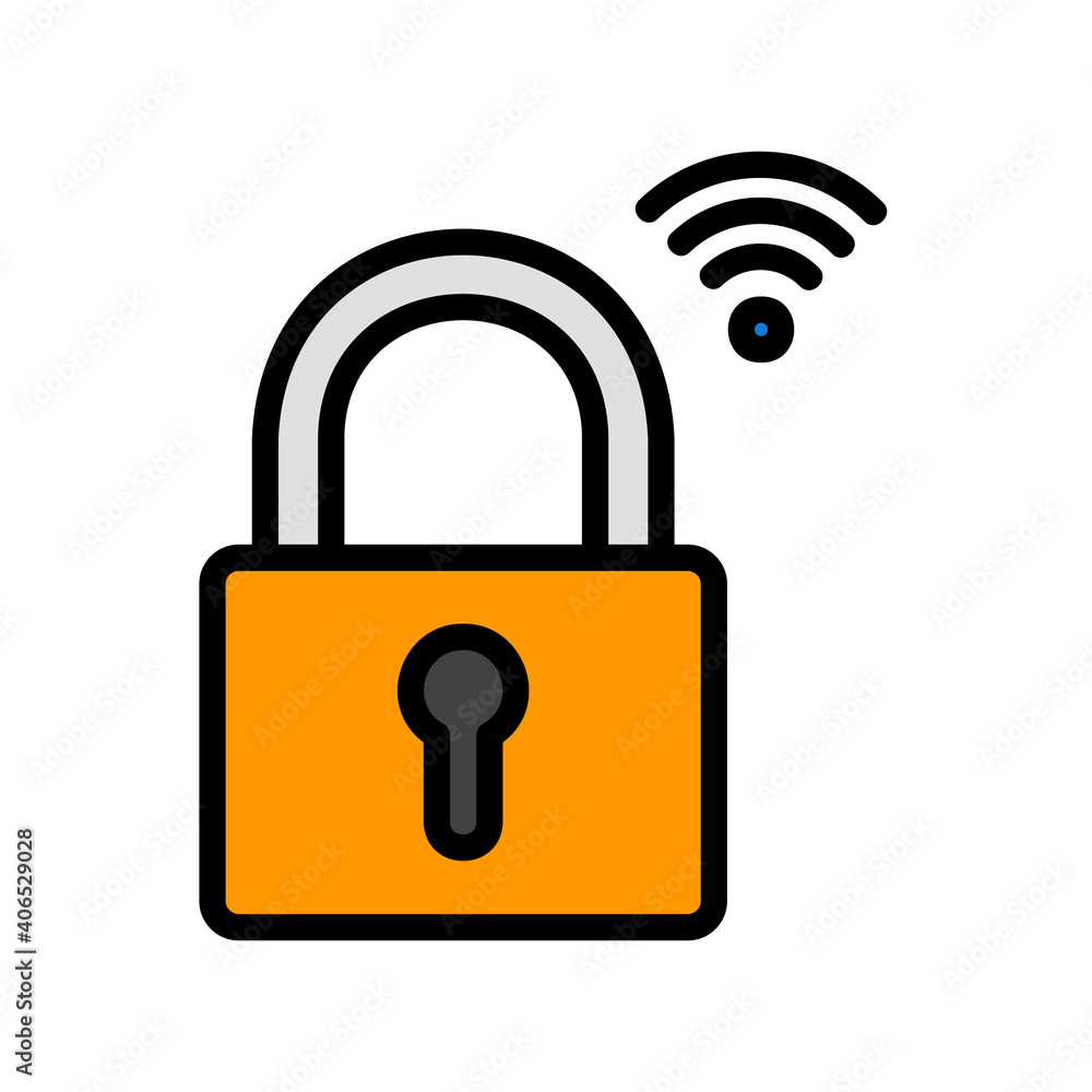 Padlock icon vector illustration in filled line style about internet of things for any projects Padlock icon vector illustration in filled line style about internet of things for any projects