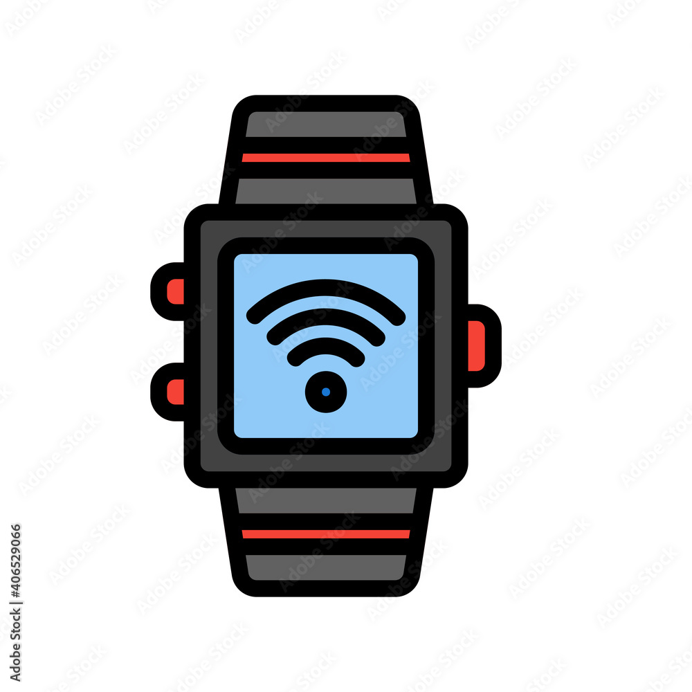 Smart Watch icon vector illustration in filled line style about internet of things for any projects Smart Watch icon vector illustration in filled line style about internet of things for any projects