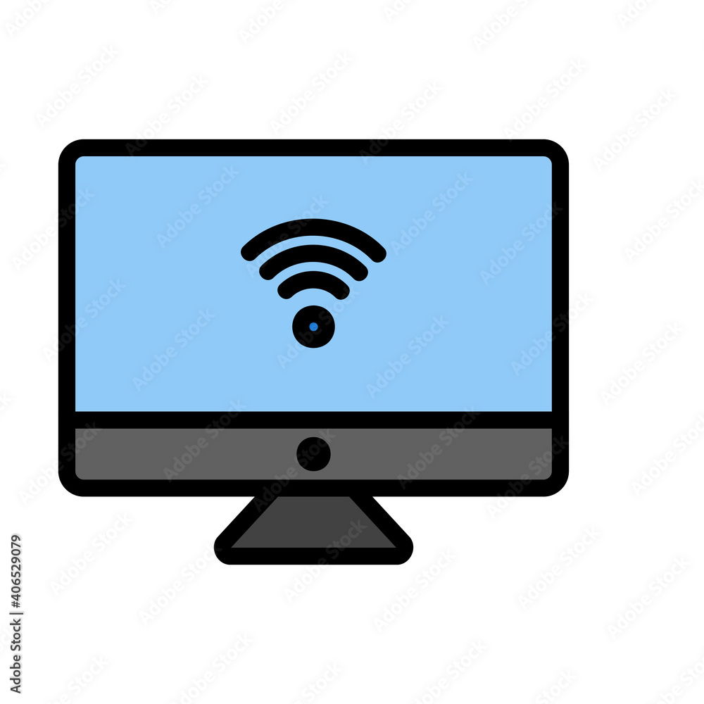 Computer icon vector illustration in filled line style about internet of things for any projects Computer icon vector illustration in filled line style about internet of things for any projects