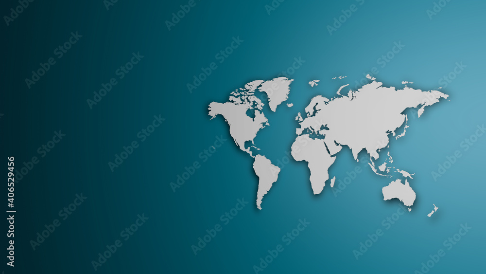 Obraz premium White World map on blue background