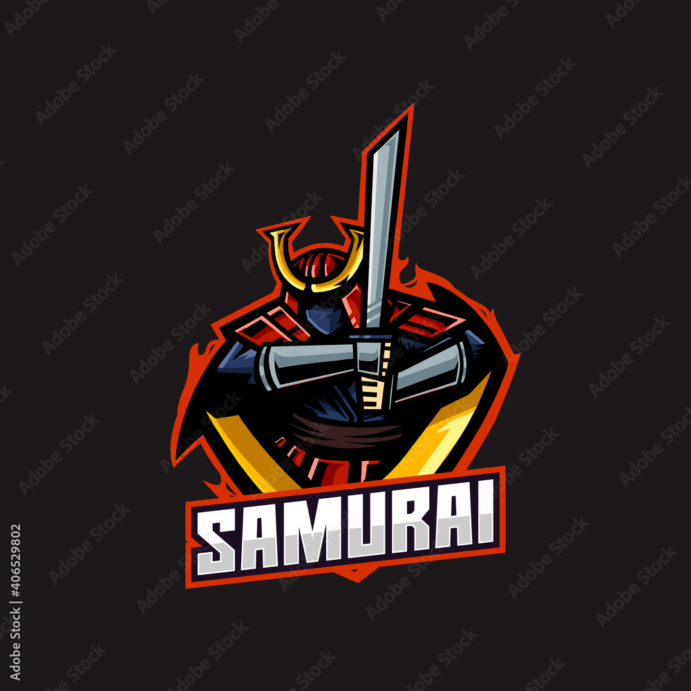 Naklejka premium Samurai Warrior japan armor logo
